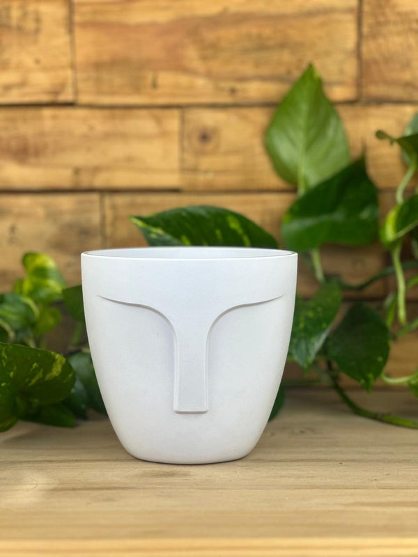 Small Face Pot - White